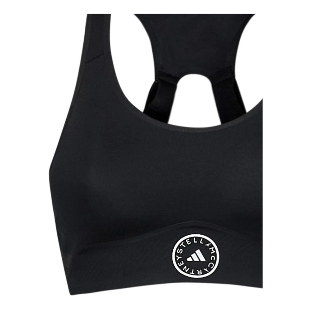 Adidas by stella mccartney Zwarte Top met Verstelbare Bandjes en Mesh Voering Black Dames