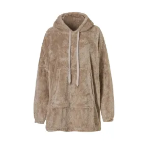 Apollo Dames huggle fleece hoodie loungewear incl capuchon taupe