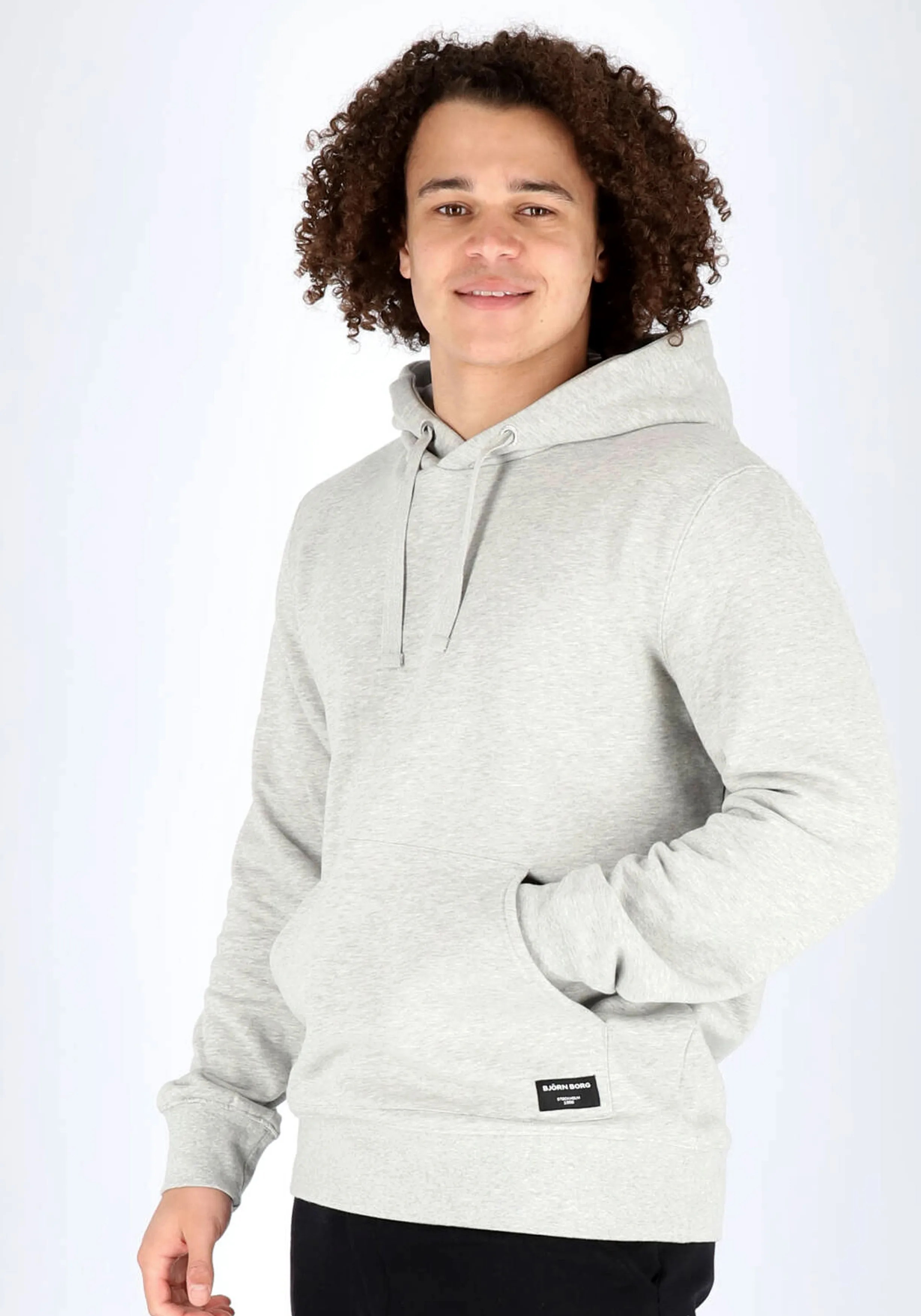 Bjorn Borg hoodie sweatshirt, heren trui met capuchon dik, lichtgrijs melange