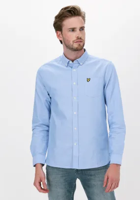blauwe lyle & scott casual overhemd oxford shirt