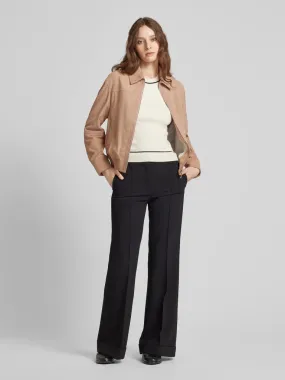 BOSS Leren jack met platte kraag, model 'Sacamela' in beige