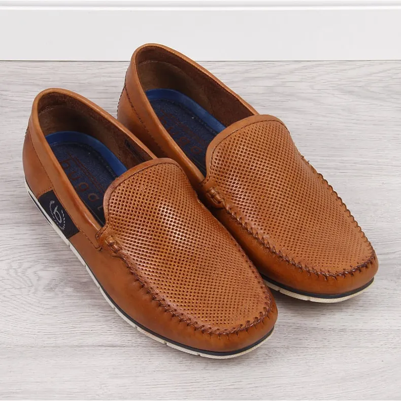 Bruine leren loafers voor heren Bugatti JJ153094