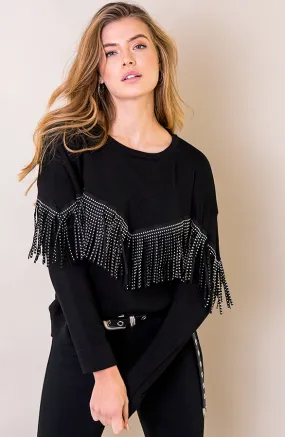 Franje Studs Trui Zwart