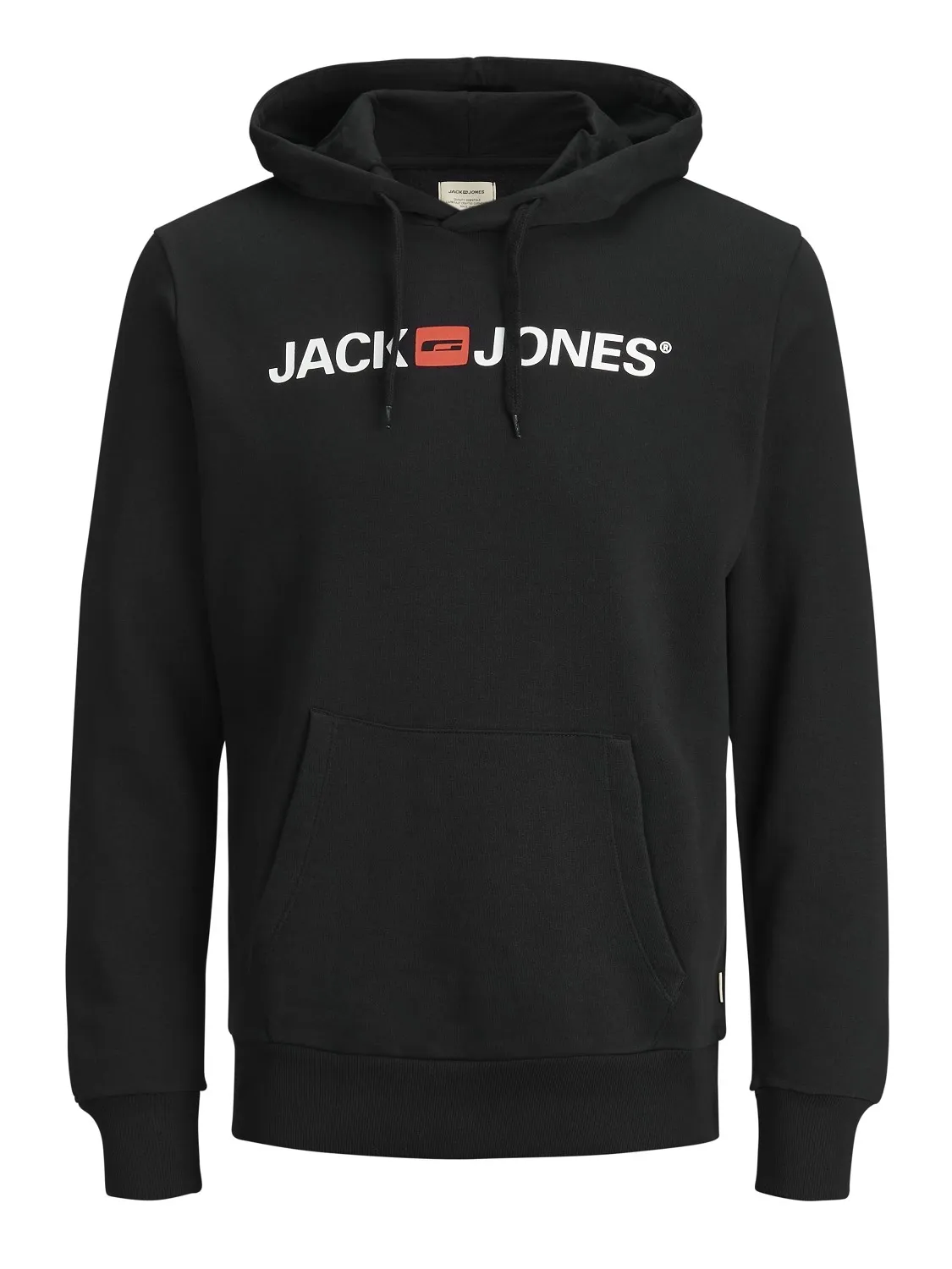 JACK & JONES Corp old logo sweat hood slim fit, heren hoodie katoenmengsel met capuchon, zwart