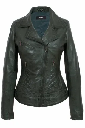 leren jack dames jane 4 vegt. groen 