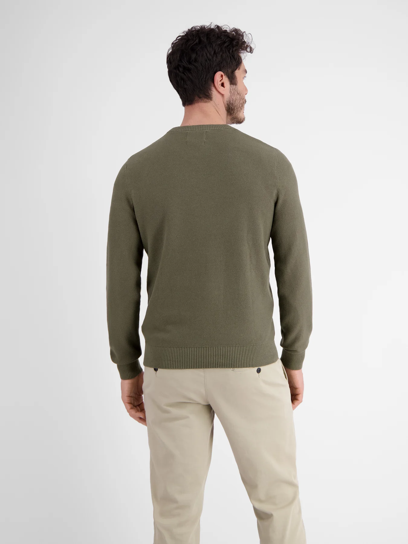LERROS GEBREIDE TRUI MET RONDE HALS  AGED OLIVE