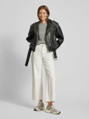 My Essential Wardrobe Regular fit leren jack met reverskraag, model 'Gilo' in zwart
