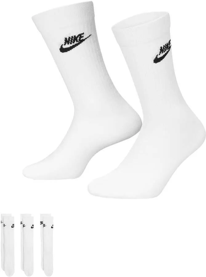 NIKE SPORTSWEAR EVERYDAY ESSENTIAL CREW SOCKS (3 PAIRS) LANG KLEDING WHITE BLACK MAAT: 3942 BESCHIKBARE MAATEN:3942 434648