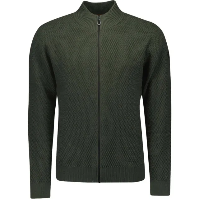 No Excess Cardigan solid jacquard mix dark green