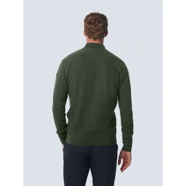 No Excess Cardigan solid jacquard mix dark green