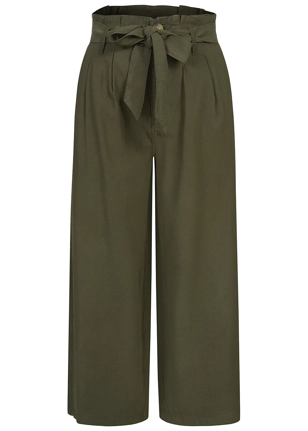 ONLY Dames NOOS Broek met hoge taille en bindceintuur donkergroen