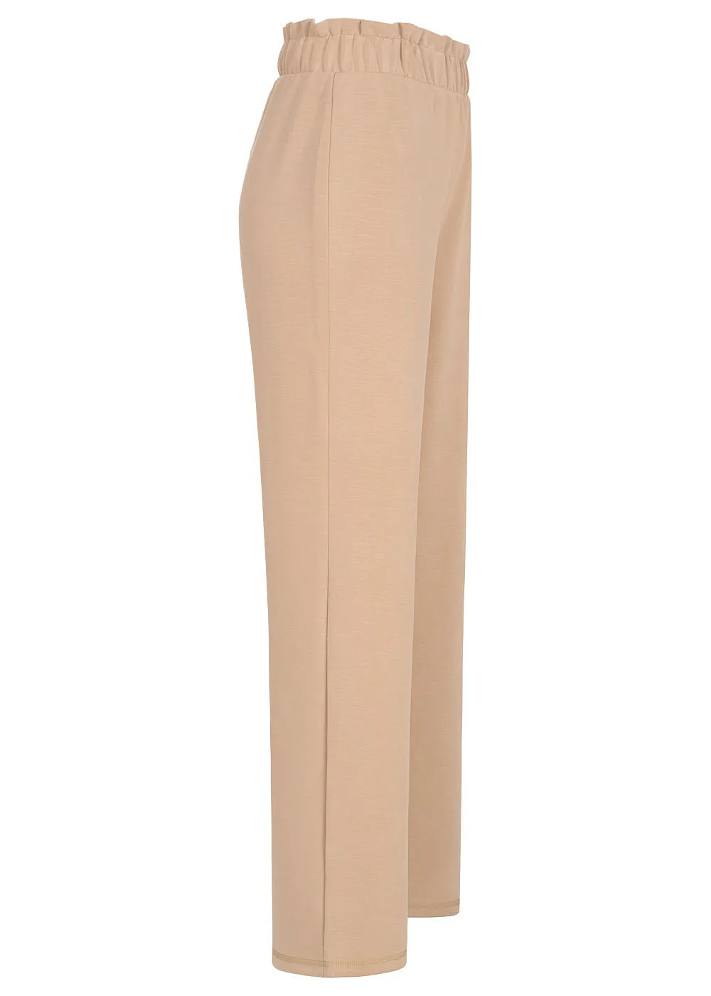 Pieces Dames Broek met elastische tailleband hoge taille bruin