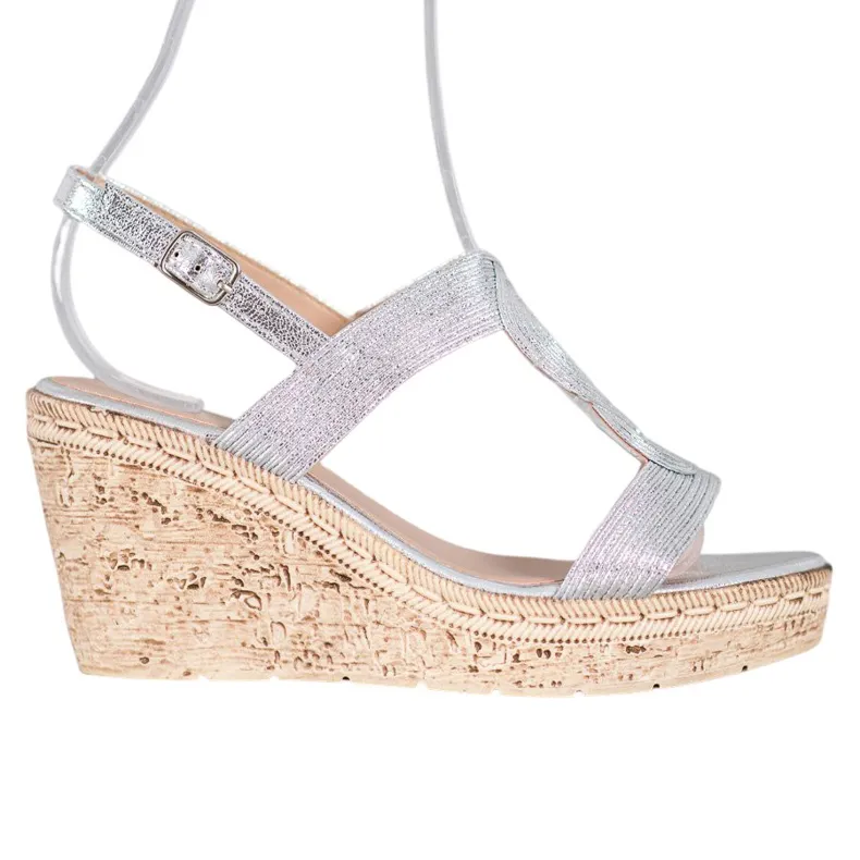 Renda Elegante sandalen met sleehak grijs