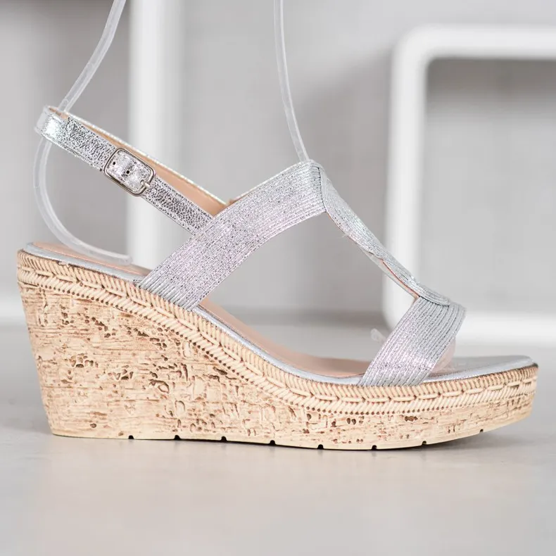 Renda Elegante sandalen met sleehak grijs