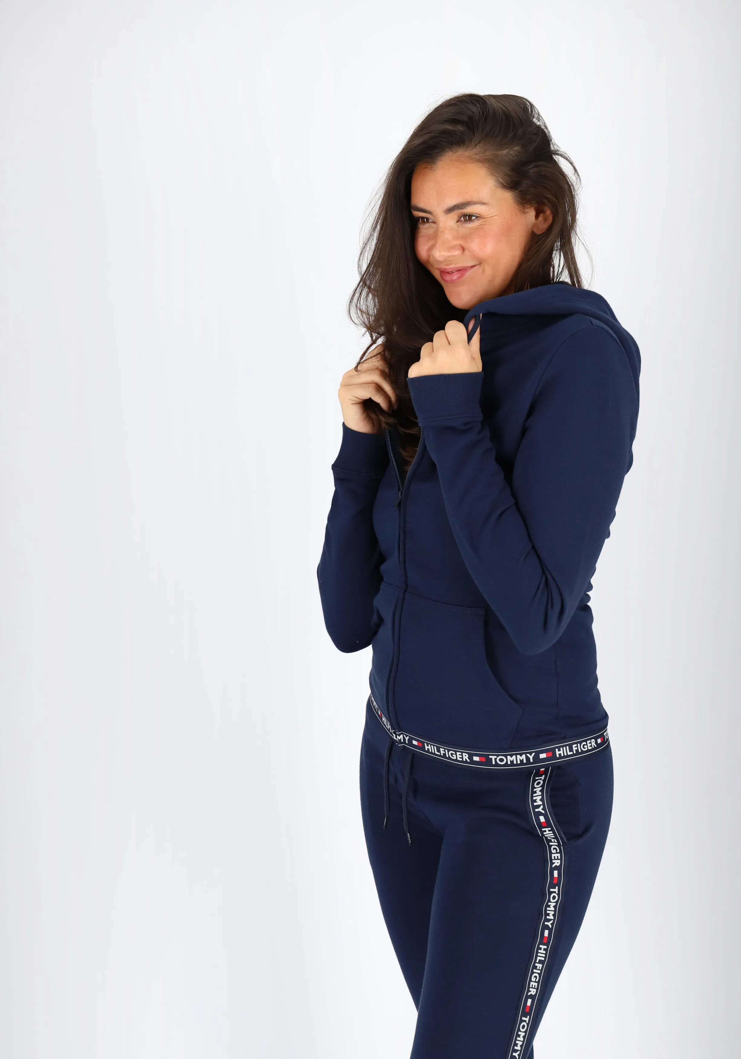 Tommy Hilfiger dames Authentic hoodie, sweatvest met capuchon, middeldik, donkerblauw