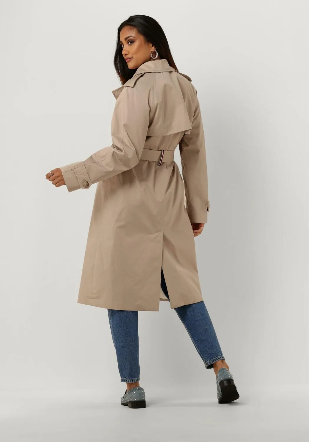 Tommy Hilfiger Klassieke Katoenen Trenchcoat Beige Dames