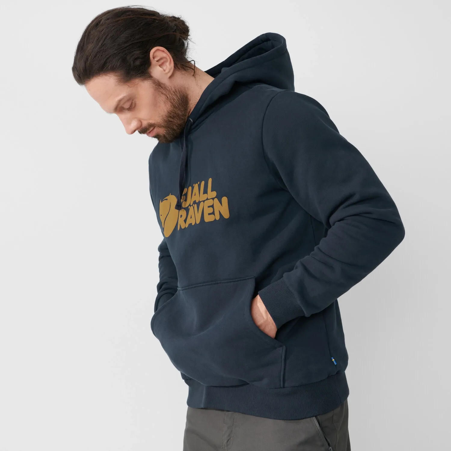 Trui Fjallraven Men Fjallraven Logo Hoodie Dark Navy