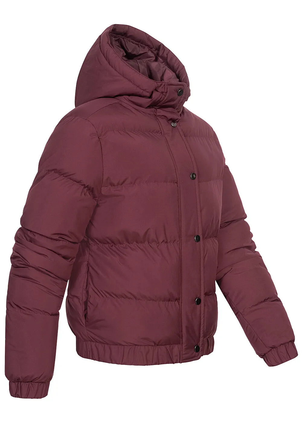 Urban Classics Dames Gevoerde Jas met Rits en Capuchon bordeaux rood