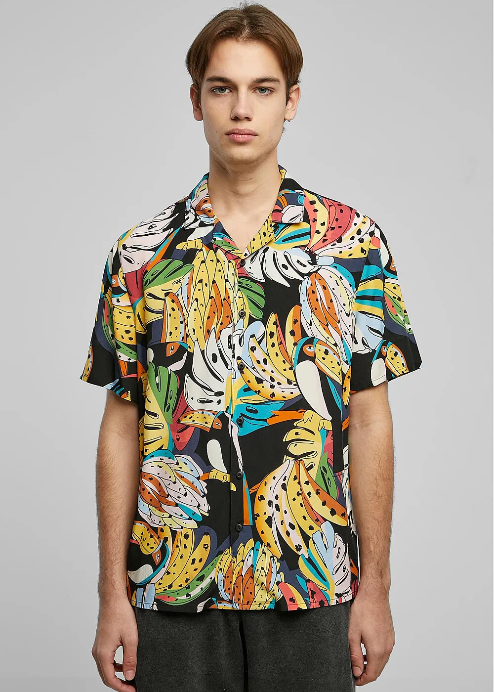 Urban Classics Heren Viscose Hemd met All Over Print multicolor
