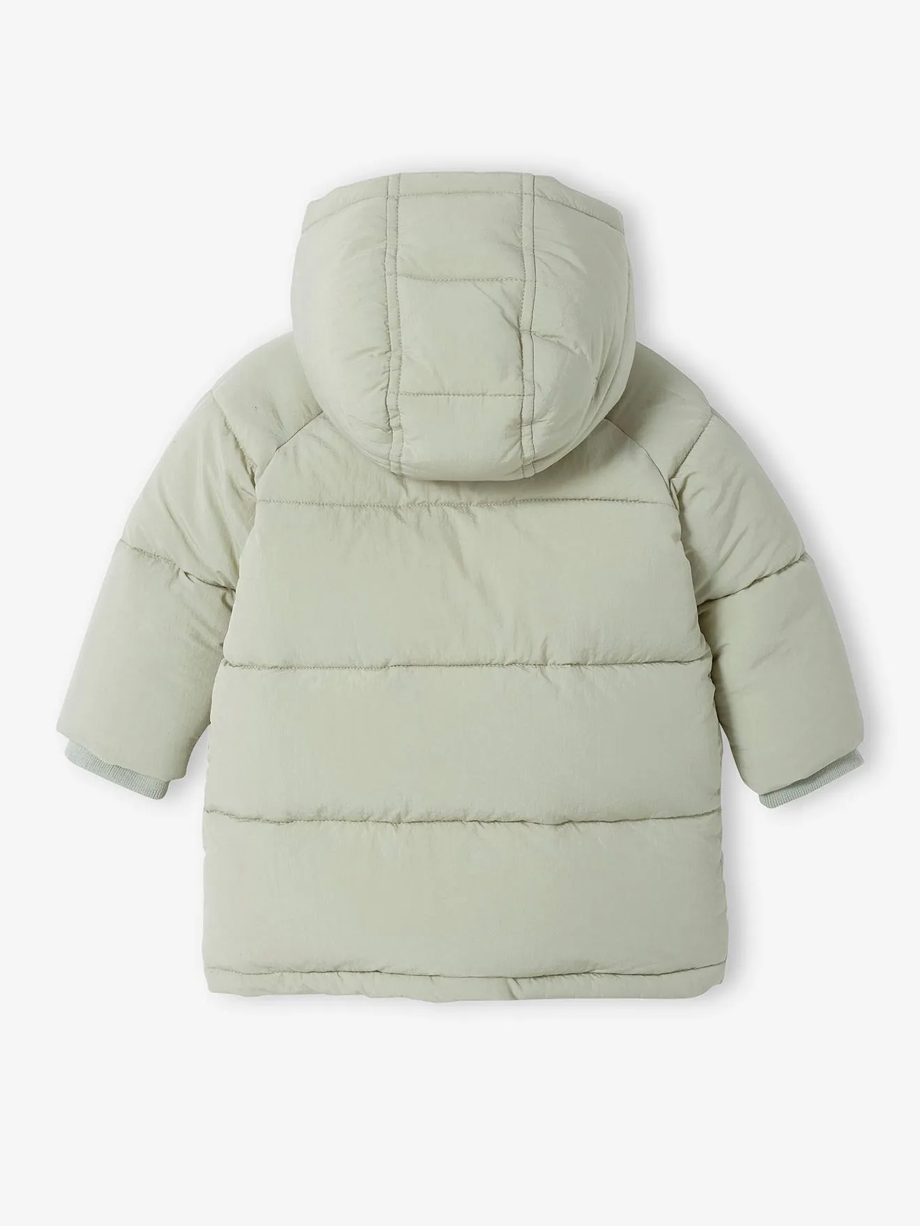 VERTBAUDET  LANG DONSJACK MET CAPUCHON VOOR JONGENS MET GERECYCLEDE POLYESTER VULLING  SALIEGROEN