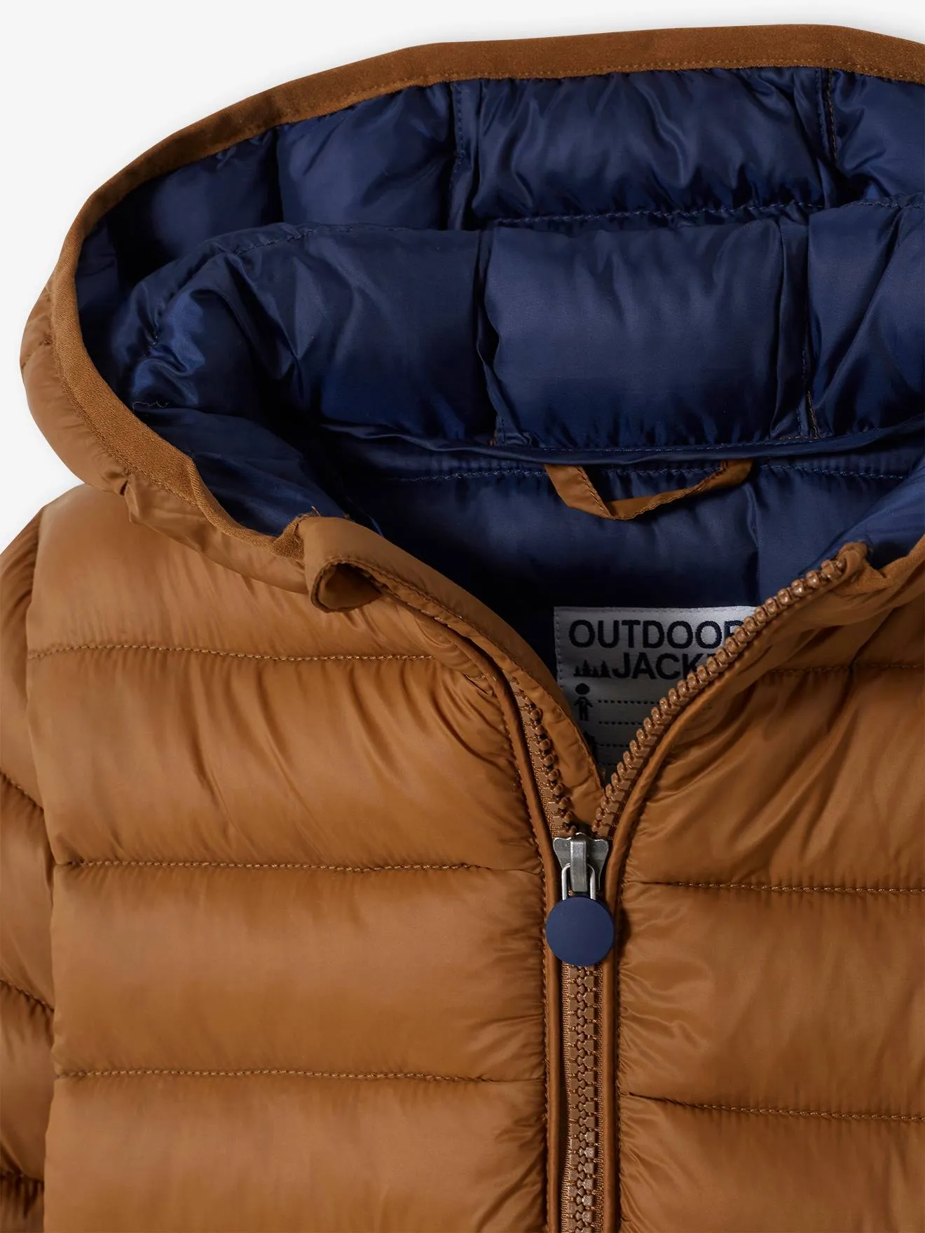 VERTBAUDET  LICHT DONSJACK MET CAPUCHON VOOR JONGENS MET GERECYCLEDE POLYESTER VULLING  PETROLBLAUW