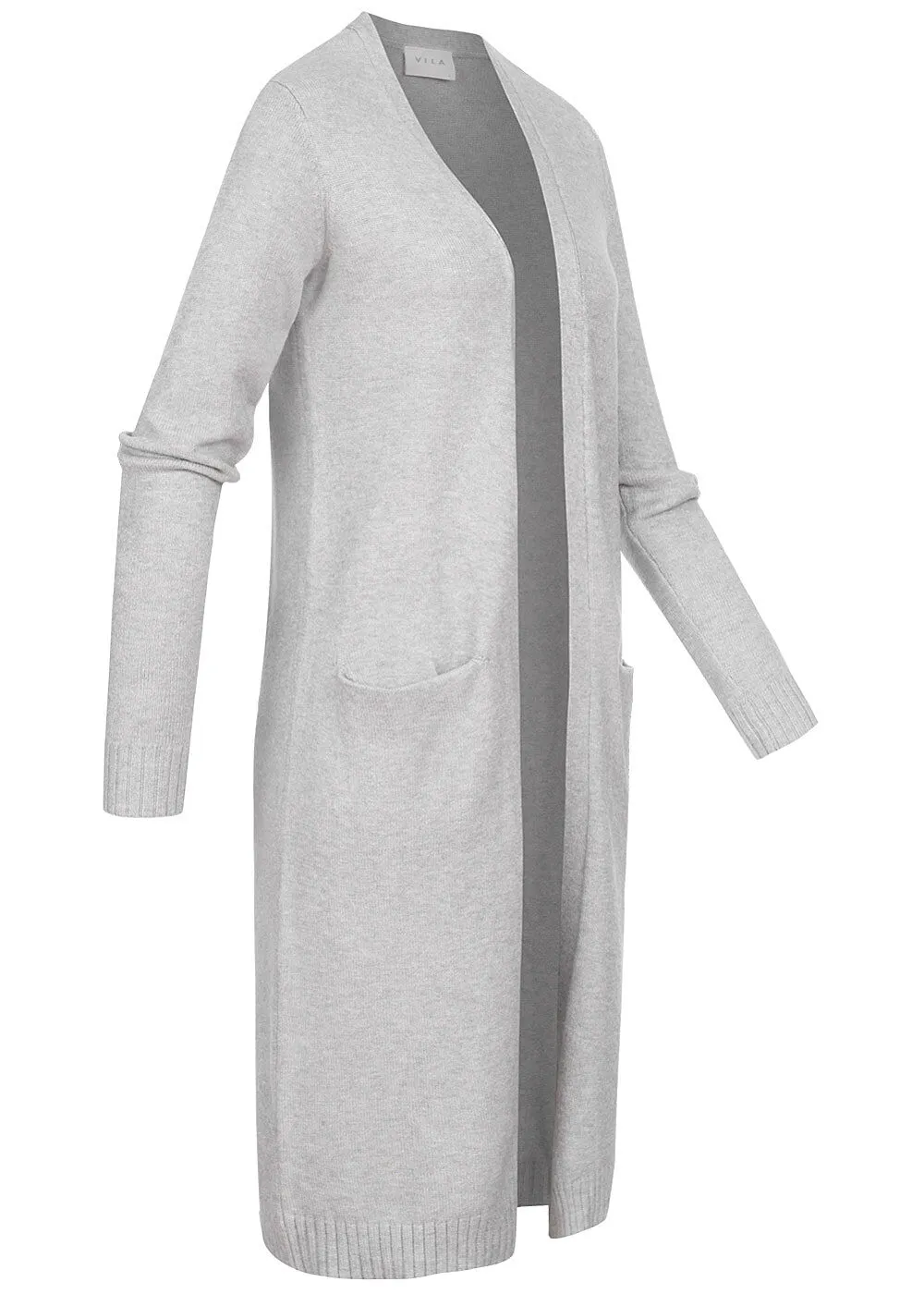 VILA Dames NOOS Longform Cardigan lichtgrijs melange