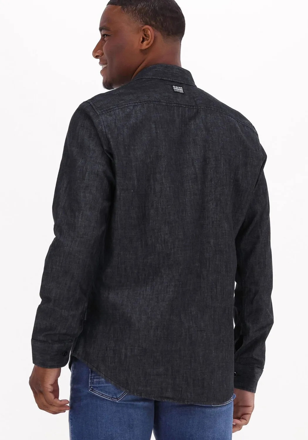 ZWARTE GSTAR RAW CASUAL OVERHEMD MARINE SLIM SHIRT L/S