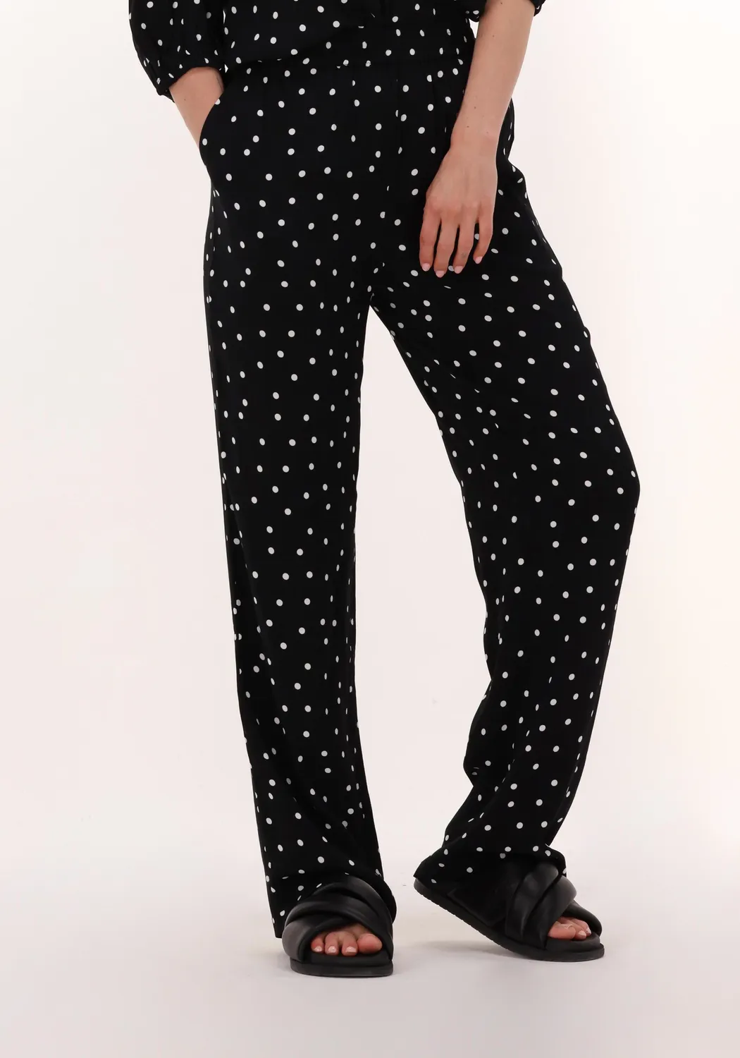 zwarte modström wijde broek ridder print pants