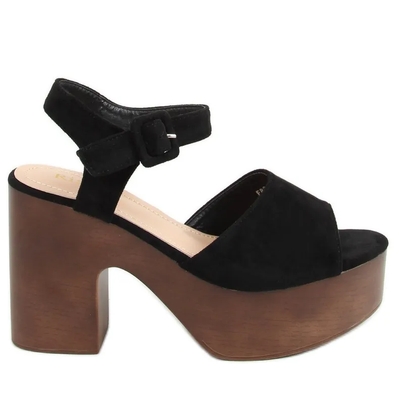 Zwarte sandalen klompen F8201 Zwart